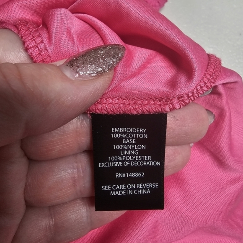 Torrid Hot Pink Pineapple Embroidered Mesh Sleeveless Top Plus Size 0 (Large 12) - Picture 9 of 10